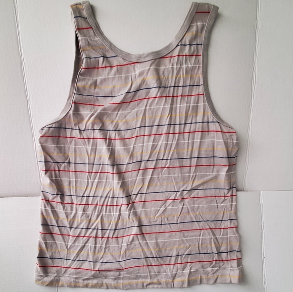 Vintage 1970s Men's Striped Tank Top. Large (please see measurements) 🇺🇸 50/50 - Picture 2 of 10